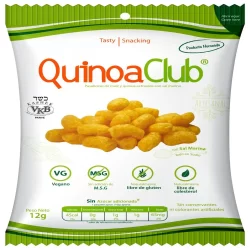 PASABOCAS DE MAIZ Y QUINUA NATURAL EXTRUIDOS CON SAL MARINA Y PROBIOTICOS QUINOA CLUB X 12G