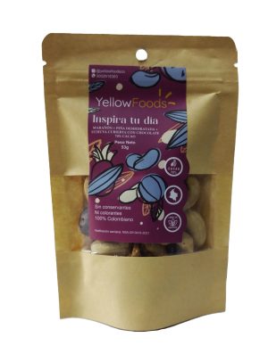 INSPIRA TU DIA MARAÑON PIÑA DESHIDRATADA UCHUVA CUBIERTA CON CHOCOLATE YELLOW FOODS 40 GR