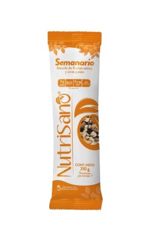 SEMANARIO MEZCLA DE FRUTOS SECOS Y UVAS PASAS X 210 GR NARANJA
